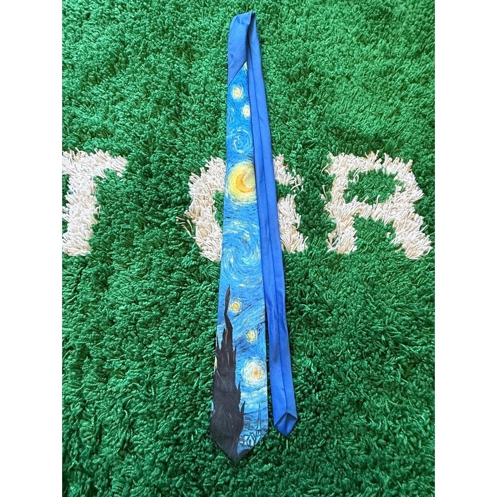 Ralph Marlin Necktie Mens OS Blue Excellent Starry Night Van Gogh Art Print USA